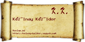 Kálnay Káldor névjegykártya